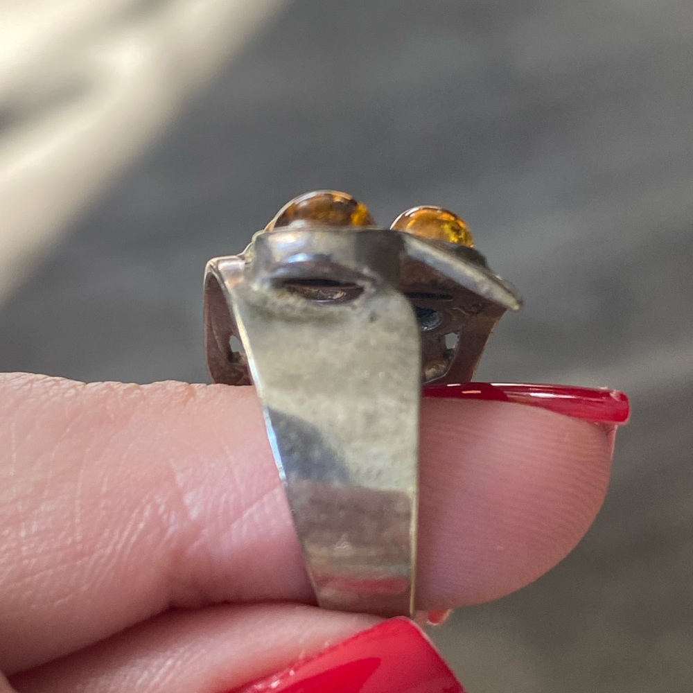 Silver And Amber Ring - image 6